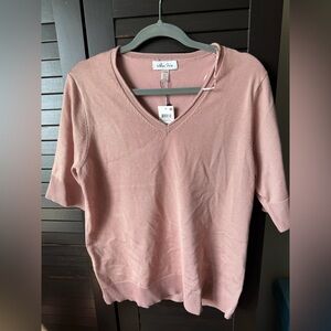 Melissa Paige Blush V-Neck Short Sleeve Knit Top